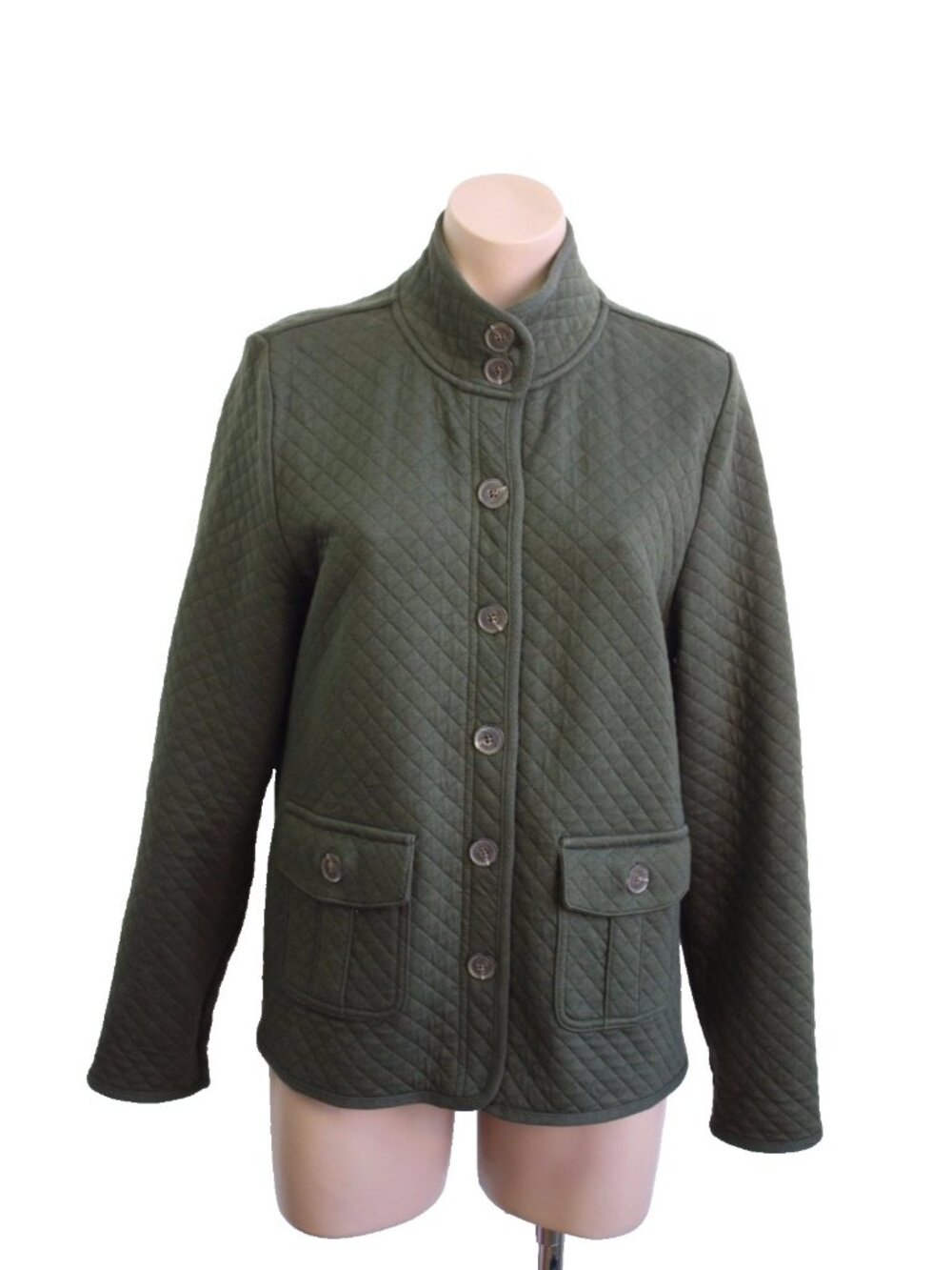 Women's Issac Mizrahi Hunter Green Quilted Jacket Coat Size M